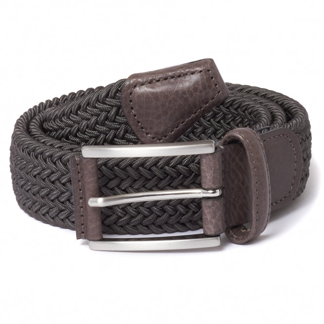 Woven Belt B0667 | Mid Gray-Brown Trim Braided Belt
