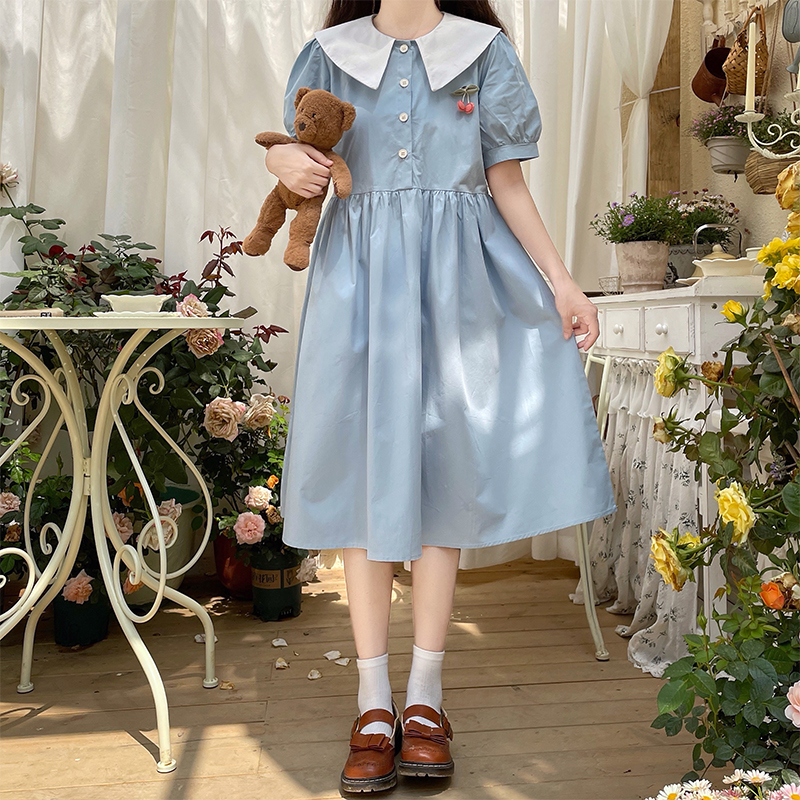 Sweet Doll Collar Dress for Students - Preppy Style Summer Dress