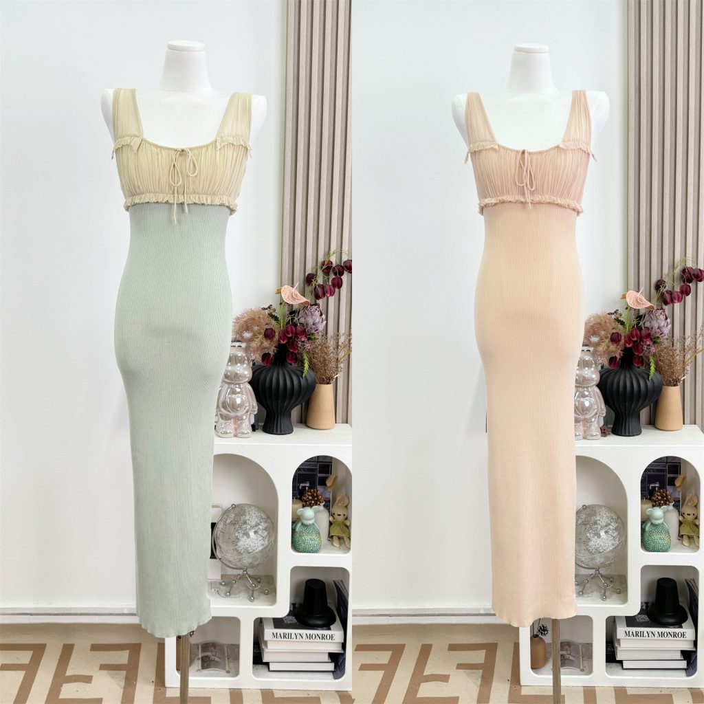 Elegant Lyocell Knit Dress with Ruffle Trim