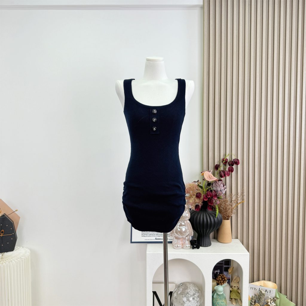 Women's U-Neck Slim Fit Knit Dress with Diamond Cutout Texture